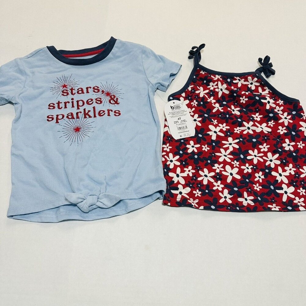 Girls 4T 4th Of July Shirts Fireworks (2 Pack)